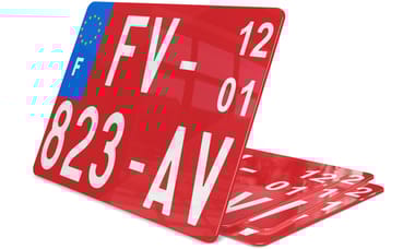 Plaque immatriculation transit temporaire rouge 27,5x20