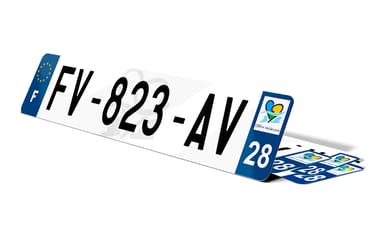 Plaque d'immatriculation fond logo Eure-et-Loir 28