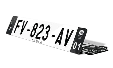 Plaque immatriculation noire Texte Tesla