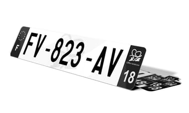 Plaque d'immatriculation noire fond logo Cher