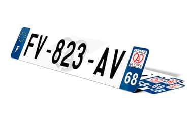 Plaque d'immatriculation fond logo Haut-Rhin 68