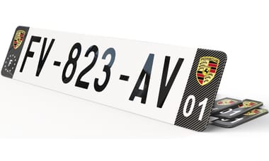 Plaque immatriculation Noire Eurofrance Porsche Carbone