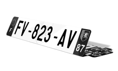 Plaque d'immatriculation noire fond logo Haute-Vienne
