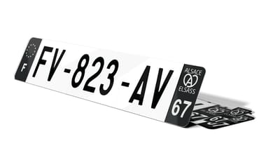 Plaque d'immatriculation noire Alsace 67