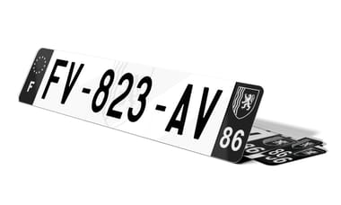 Plaque d'immatriculation noire fond logo Vienne