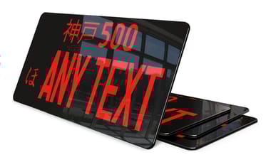 Plaque Japonaise Personnalisable Texte Rouge Fond noir