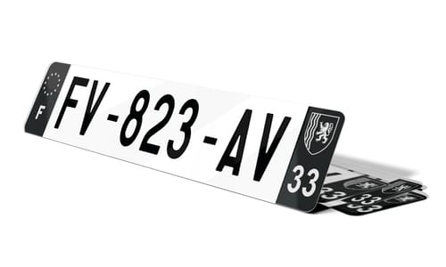 Plaque d'immatriculations noires Gironde 33