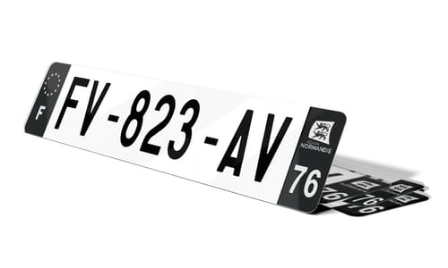 Plaque d'immatriculations noires Seine-Maritime 76