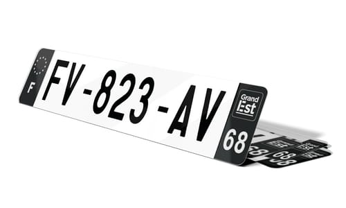 Plaque d'immatriculations noires Haut-Rhin 68