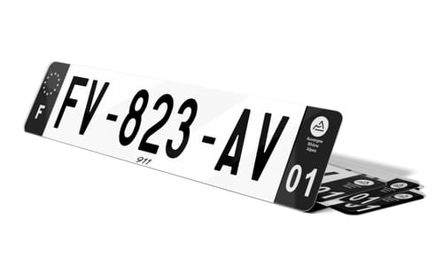 Plaque immatriculation noire texte 911 Porsche