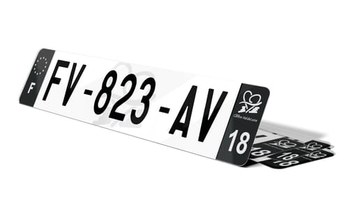 Plaque immatriculation noire fond logo Centre-Val de Loire