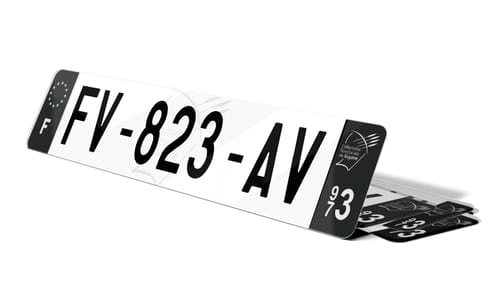 Plaque immatriculation noire fond logo Guyane 973