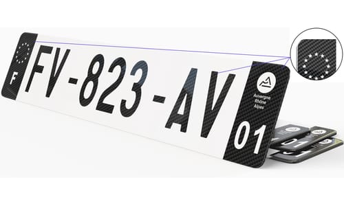 Plaque d'immatriculation effet carbone noir