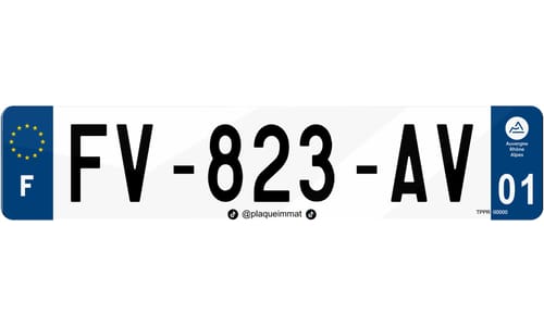 Plaque immatriculation homologuée avec réseau TikTok