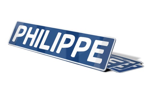 Plaque prénom Bleu blanc