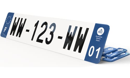 Plaque immatriculation WW provisoire Bleu Marine