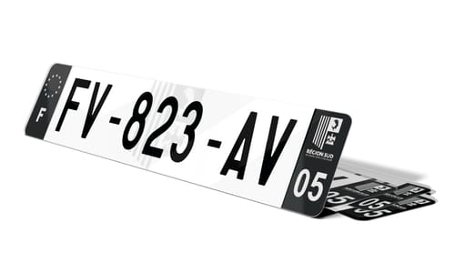 Plaque immatriculation noire fond logo PACA