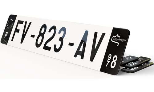 Plaque immatriculation Noire Saint-Martin