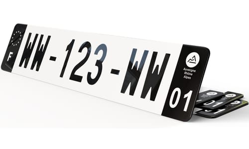 Plaque immatriculation WW provisoire Noire