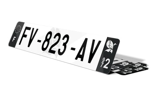 Plaque immatriculation noire fond logo Martinique 972