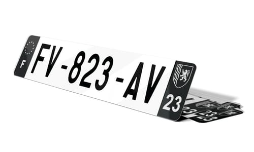 Plaque d'immatriculations noires Creuse 23