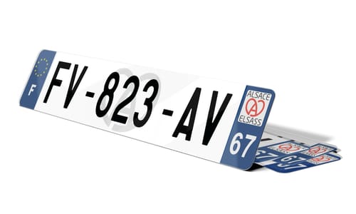 Plaque immatriculation fond logo Alsace 67
