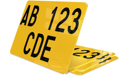 Plaque immatriculation Espagne jaune Cyclo 14x12 cm