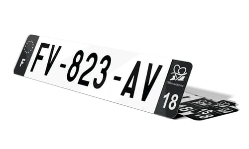 Plaque d'immatriculations noires Cher 18