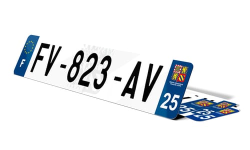 Plaque d'immatriculation fond logo Doubs 25