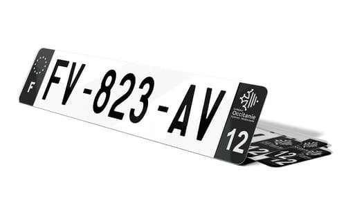 Plaque d'immatriculations noires Aveyron 12