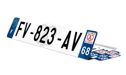 Plaque d'immatriculation fond logo Haut-Rhin 68