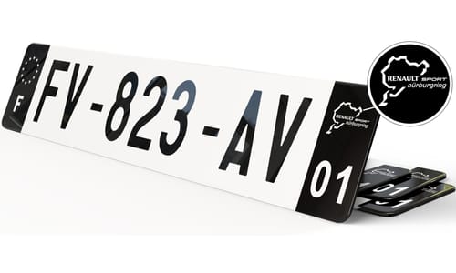 Plaque d'immatriculation Renault Sport Noire Nurburgring