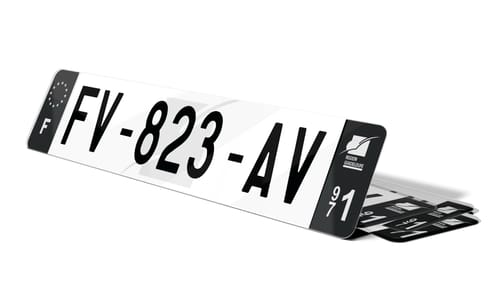 Plaque immatriculation noire fond logo Guadeloupe 971