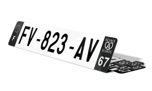 Plaque d'immatriculation noire Alsace 67