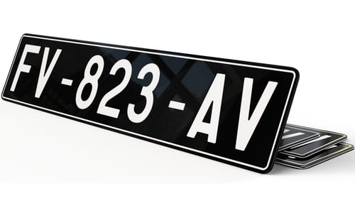 Plaque d'immatriculations Noire pour voiture de collection