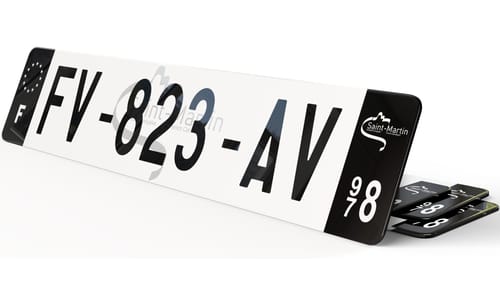 Plaque immatriculation Noire Fond logo Saint-Martin