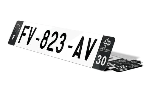 Plaque d'immatriculations noires Gard 30