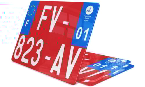 Plaque immatriculation voiture rouge 27,5x20