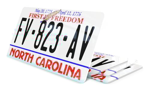 Plaque immatriculation Caroline du Nord 1 USA 30x15