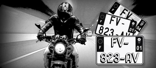 Plaque immatriculation Moto Noire