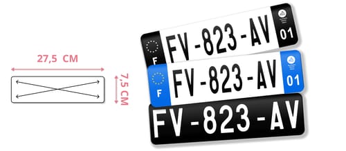Plaque immatriculation 27,5 x 7,5