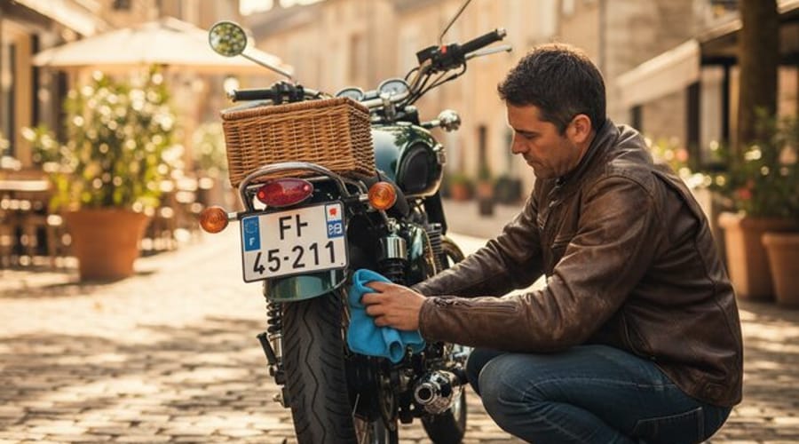 Préparer sa moto pour l'été : nettoyage et vérification de la plaque