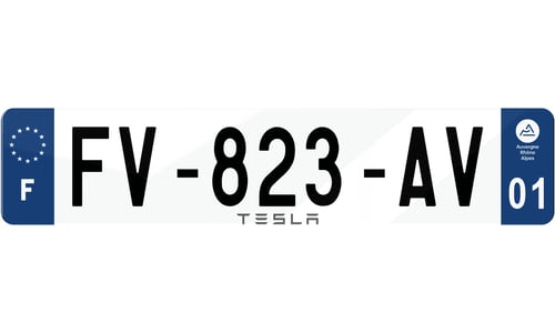 Plaque immatriculaton Texte Tesla