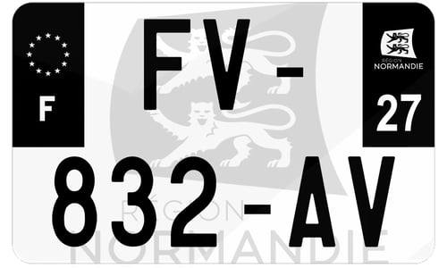 Plaque d'immatriculation moto noire fond logo Eure 27