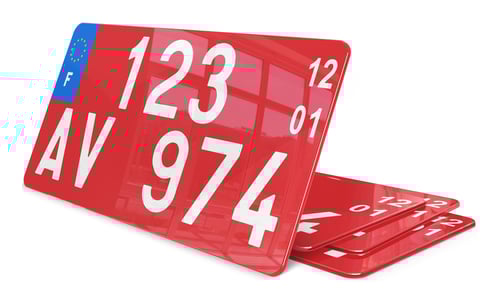 Plaque immatriculation transit temporaire rouge 30x15