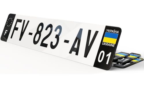 Plaque immatriculation Noire drapeau Ukraine UA