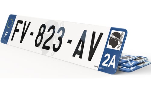 Plaque d'immatriculation fond logo Corse-du-Sud 2A