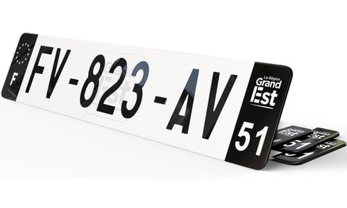 Plaque d'immatriculation noire fond logo Marne