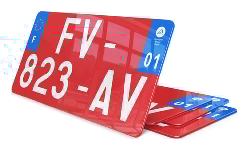 Plaque immatriculation voiture rouge 30x15