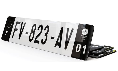 Plaque immatriculation Noire 27,5x7,5 cm